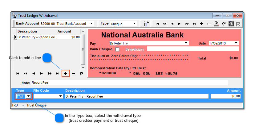 To Add A Trust Cheque